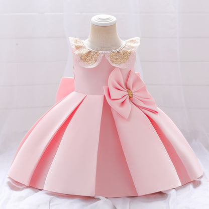 Vestido de fiesta infantil de encaje brillante