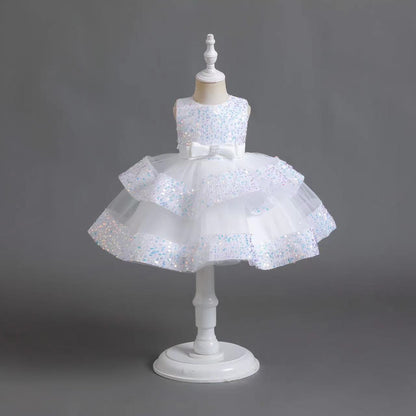 Vestido De Fiesta Infantil Brillante Lacinho