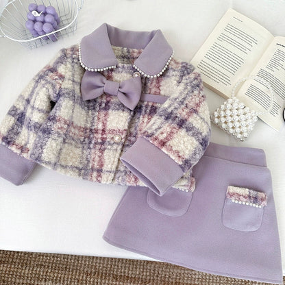 Conjunto de invierno para niña con perlas
