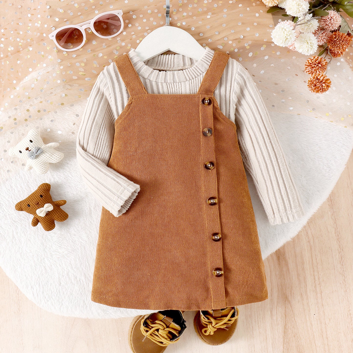 Vestido + blusa de pana para niños