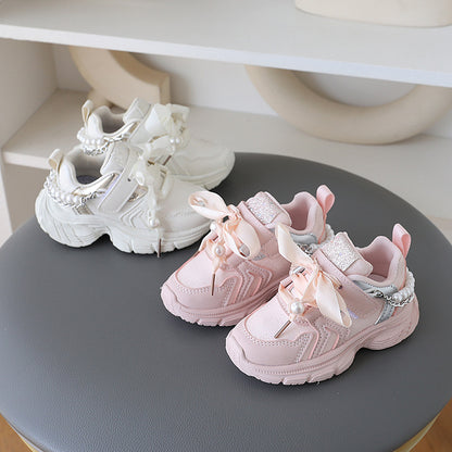 Zapatillas de Niña con Purpurina y Perlas