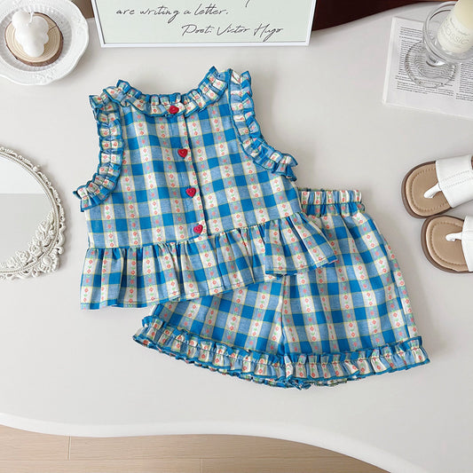 Conjunto de Niña con Flores Azules