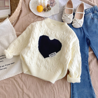 Blusa Infantil de Invierno Con Forma de Corazón