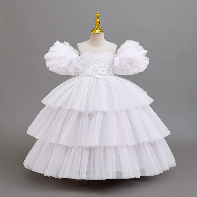 Vestido de fiesta infantil con flores de tul