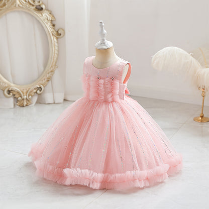 Vestido de Fiesta Infantil Tul Brillante Flores