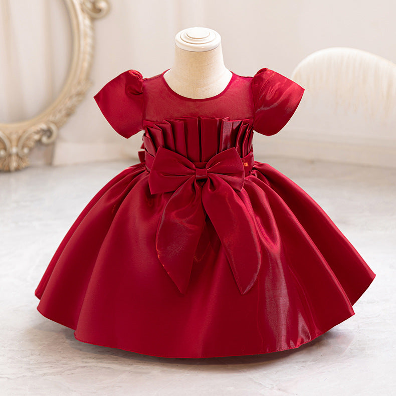 Vestido de fiesta infantil con lazo