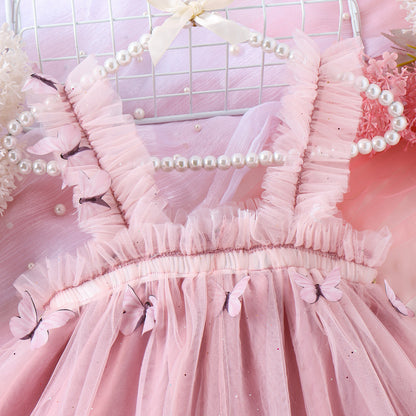 Vestido Infantil Mariposa Rosa