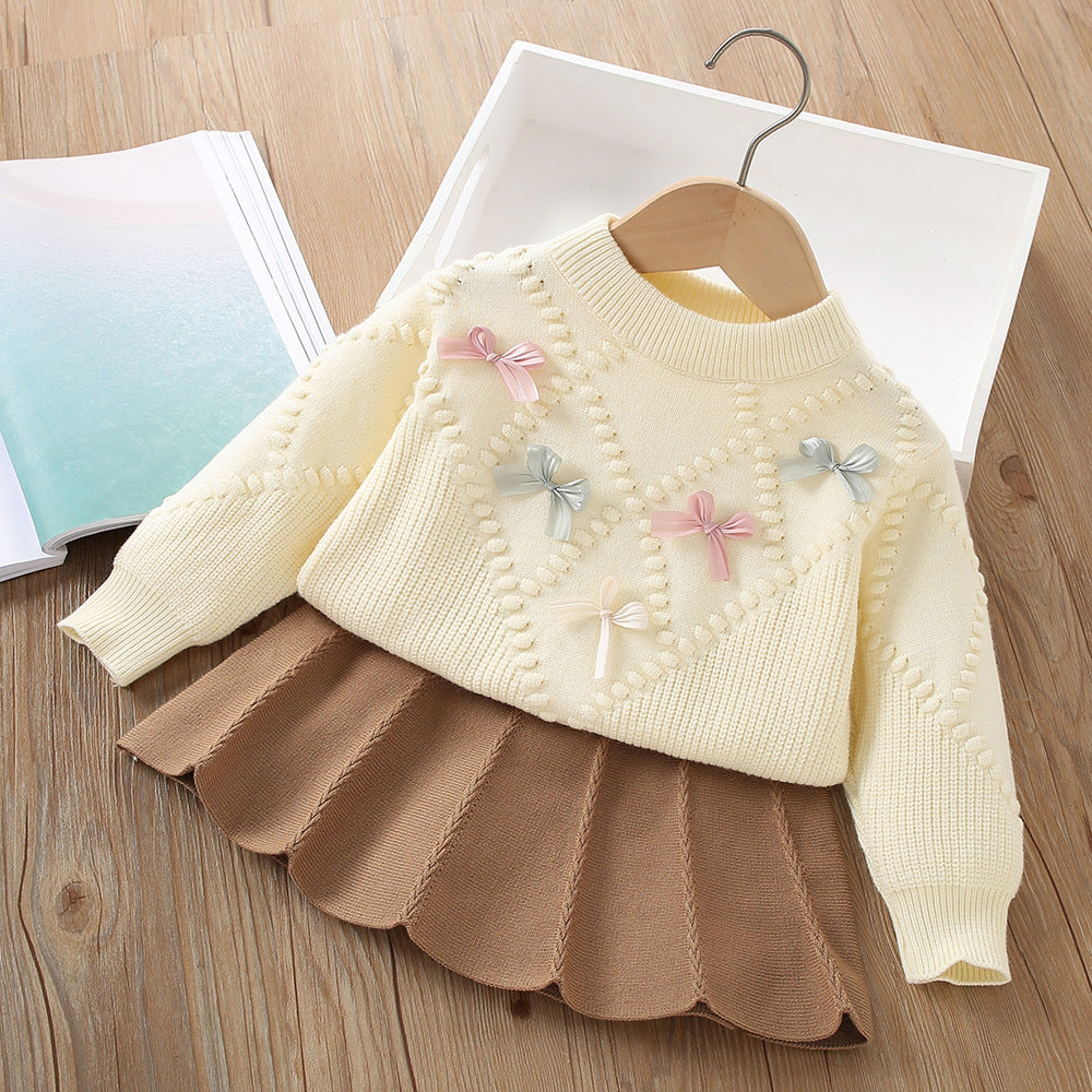 Conjunto de Niña con Lazos y Pliegues