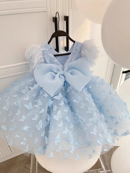 Vestido Infantil Mariposa Azul