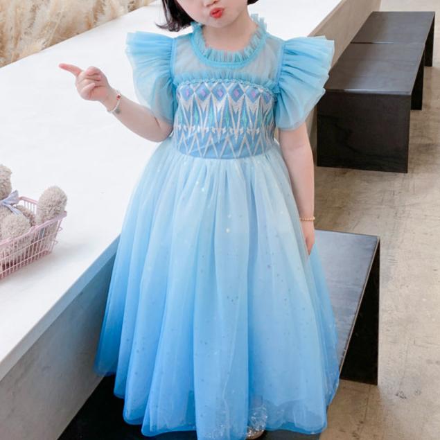 Vestido de Fiesta Infantil de Tul Azul