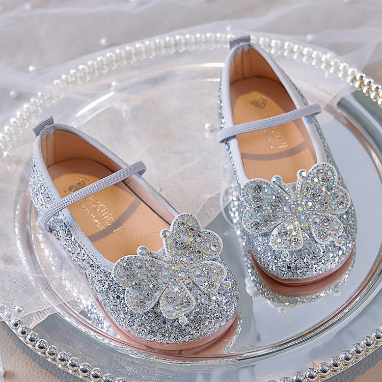 Zapatos de mariposa para niños con purpurina