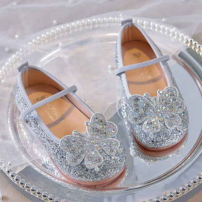 Zapatos de mariposa para niños con purpurina