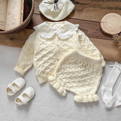 Conjunto de Punto para Niña Con Cuello