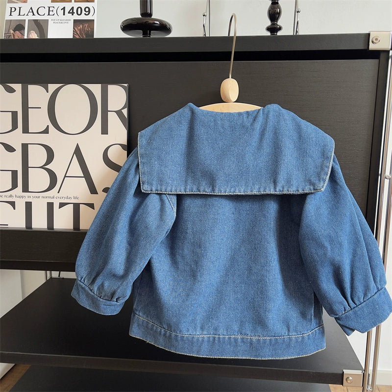 Chaqueta Vaquera para Niña con Cuello y Bolsillos