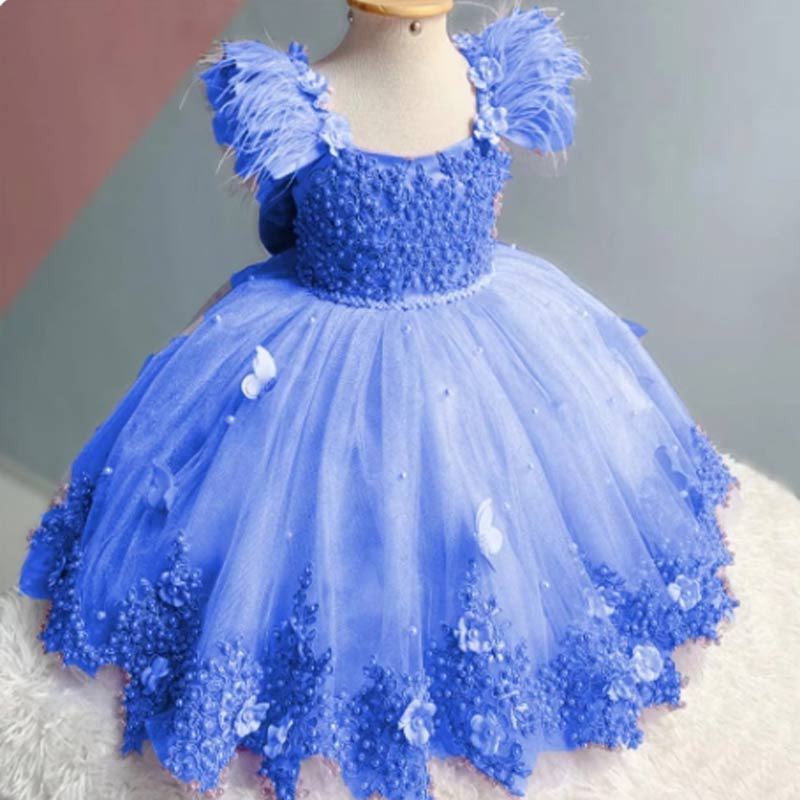 Vestido de Fiesta Infantil Mariposa Perlas