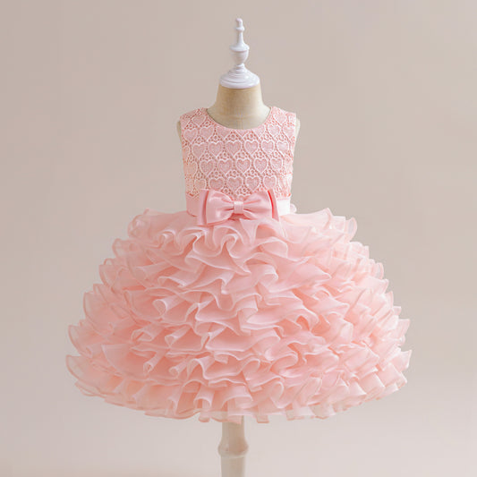 Vestido de Fiesta Infantil Corazones y Lazo
