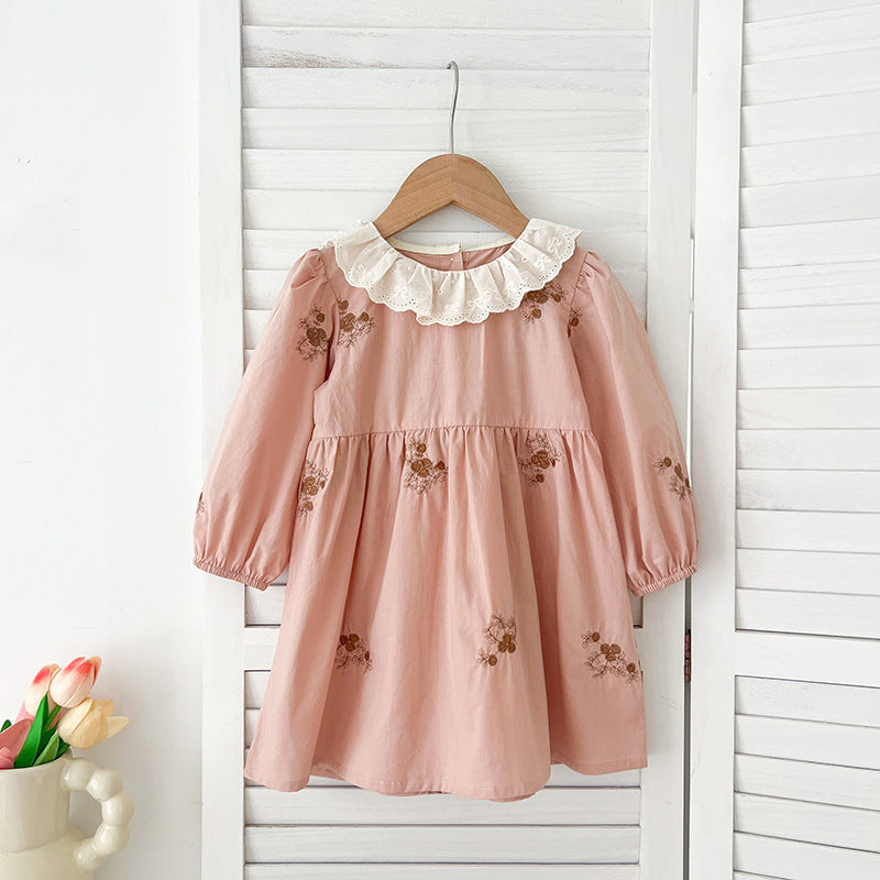 Vestido Infantil con Encaje y Flores