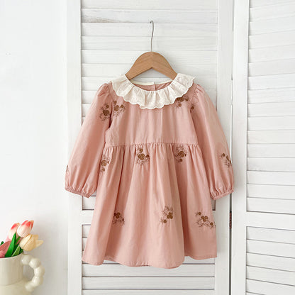 Vestido Infantil con Encaje y Flores