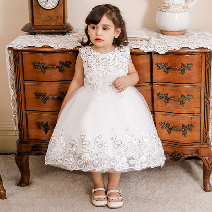Vestido de Fiesta Infantil Tul Brillante y Flores