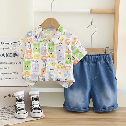 Conjunto de niño con camisa con estampado animal