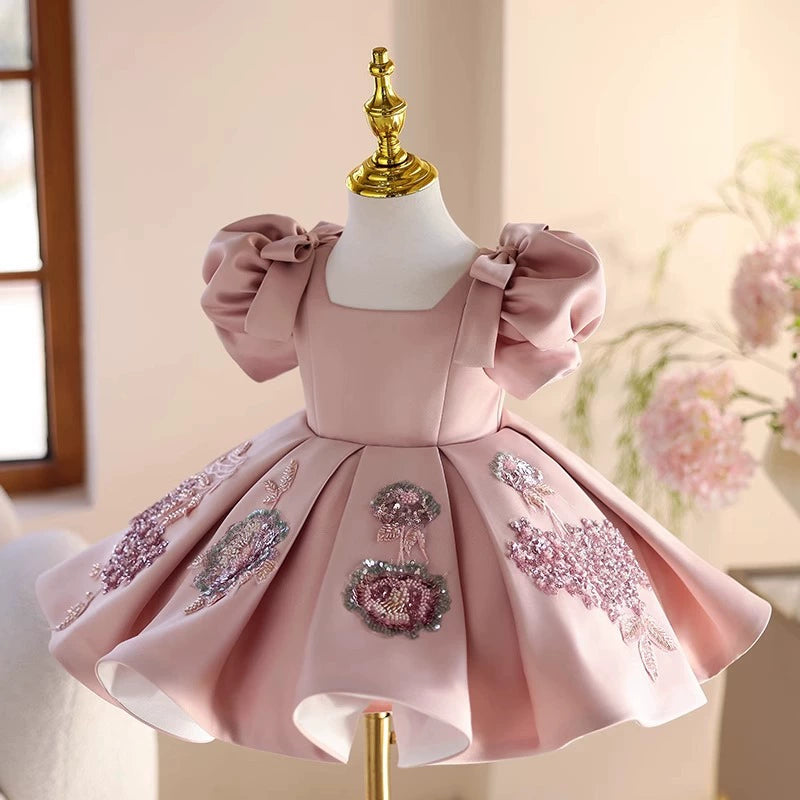 Vestido Infantil de Fiesta con Rosas