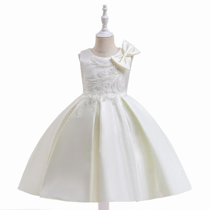 Vestido de fiesta infantil floral y lazo