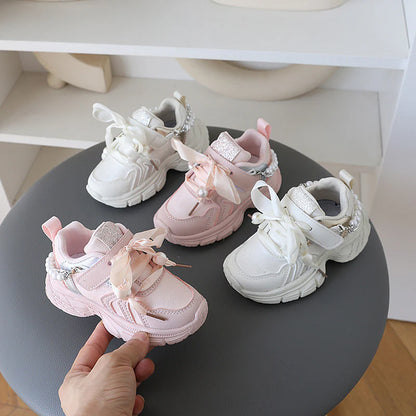Zapatillas de Niña con Purpurina y Perlas