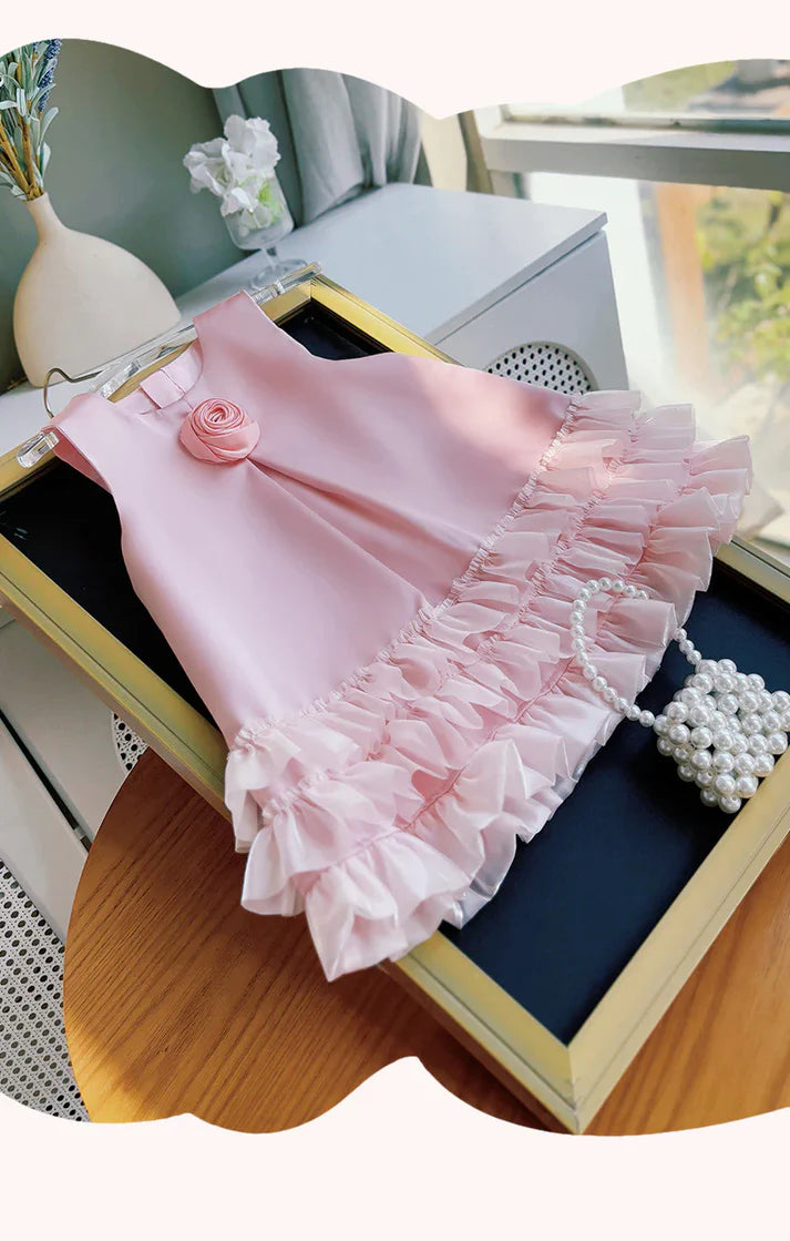 Vestido de Niña con Flores y Bajo de Tul