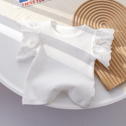 Blusa infantil con Mangas de Encaje