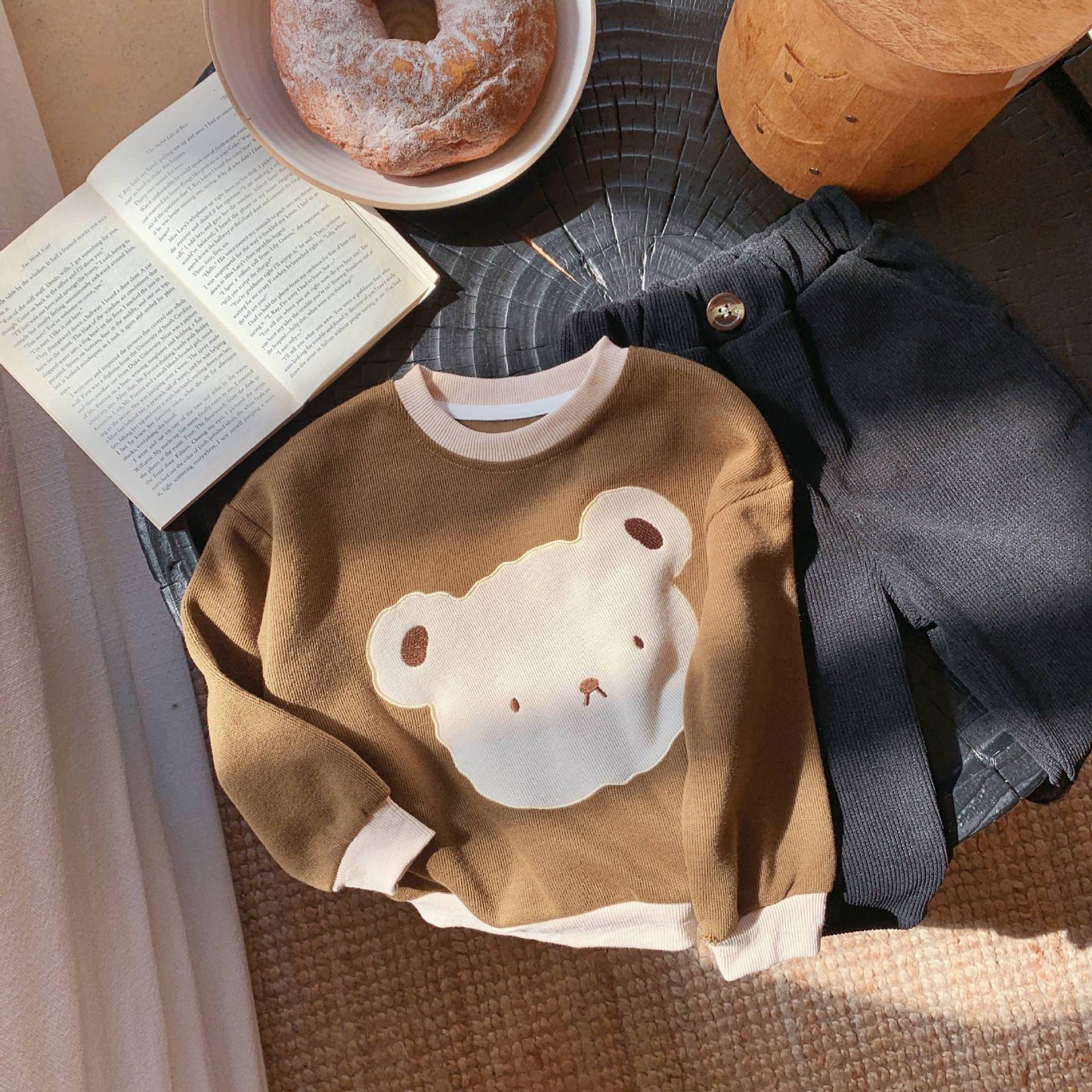 Blusa infantil de invierno con osito de peluche