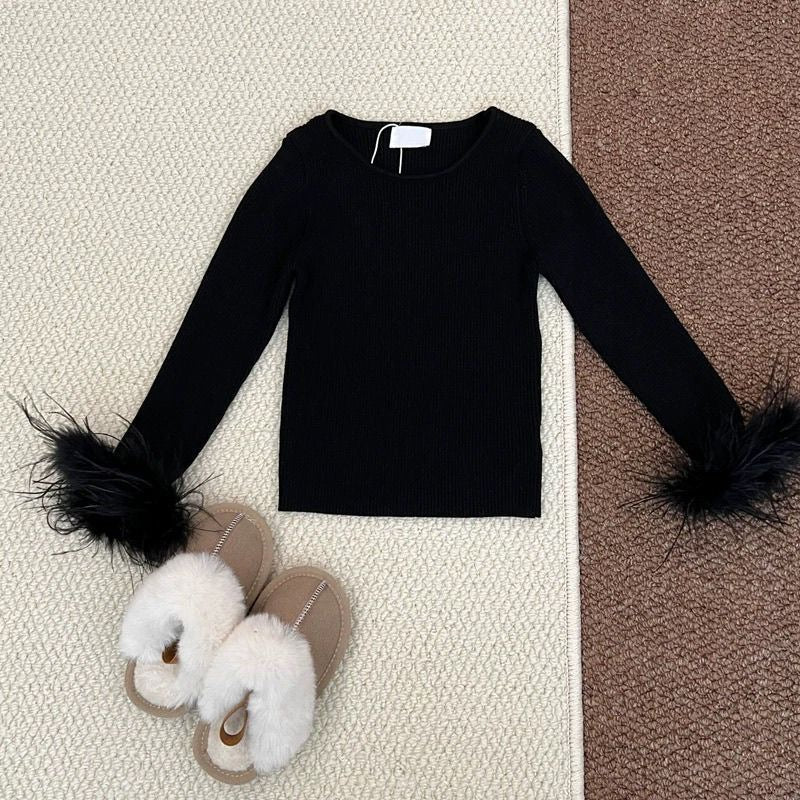 Blusa de Niña con Mangas Peludas