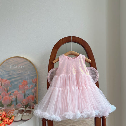 Vestido Infantil con Lazo Brillante