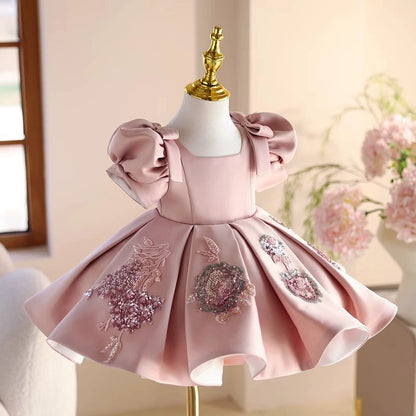 Vestido Infantil de Fiesta con Rosas