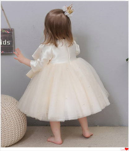 Vestido de Fiesta Infantil Perlas y Lazo