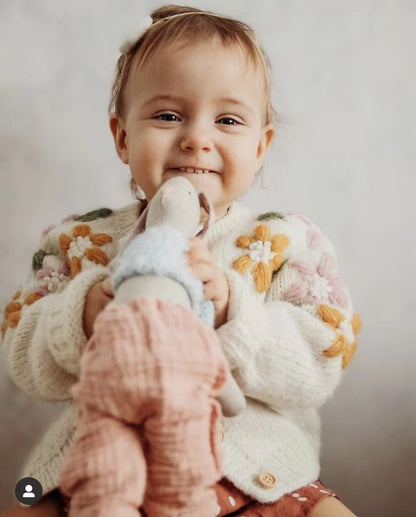Cárdigan infantil de punto con flores