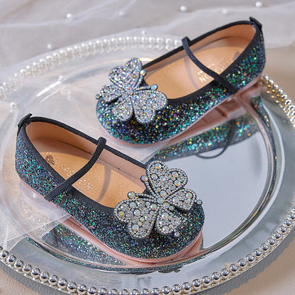 Zapatos de mariposa para niños con purpurina