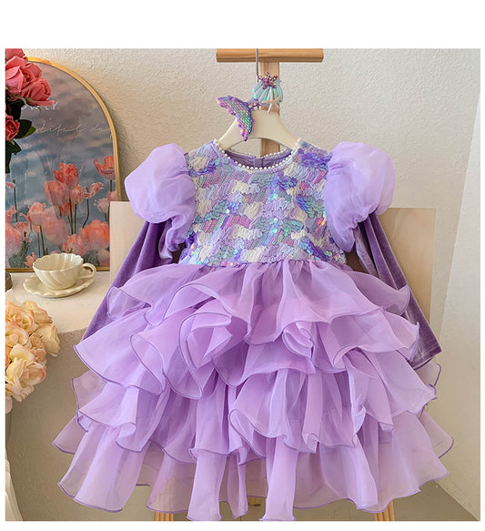 Vestido de Fiesta Infantil Sirena Morado
