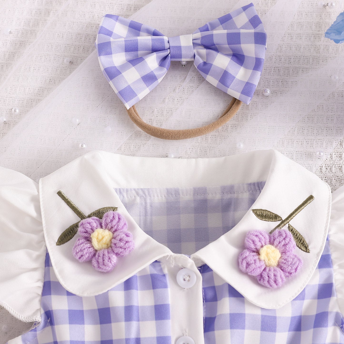 Vestido Infantil de Cuadros Florales