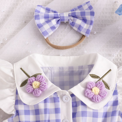 Vestido Infantil de Cuadros Florales