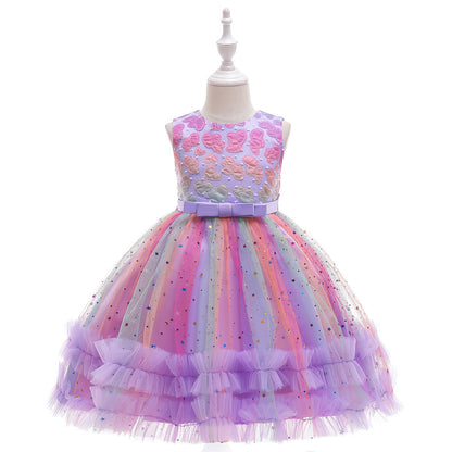 Vestido de fiesta de estrellas de tul de colores
