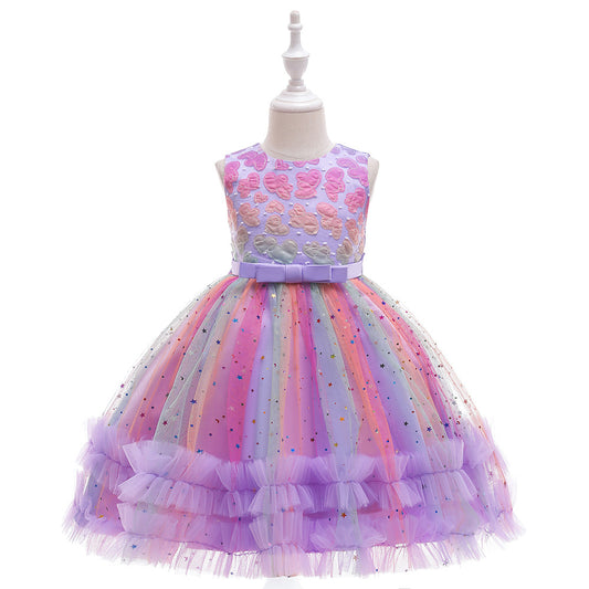 Vestido de fiesta de estrellas de tul de colores