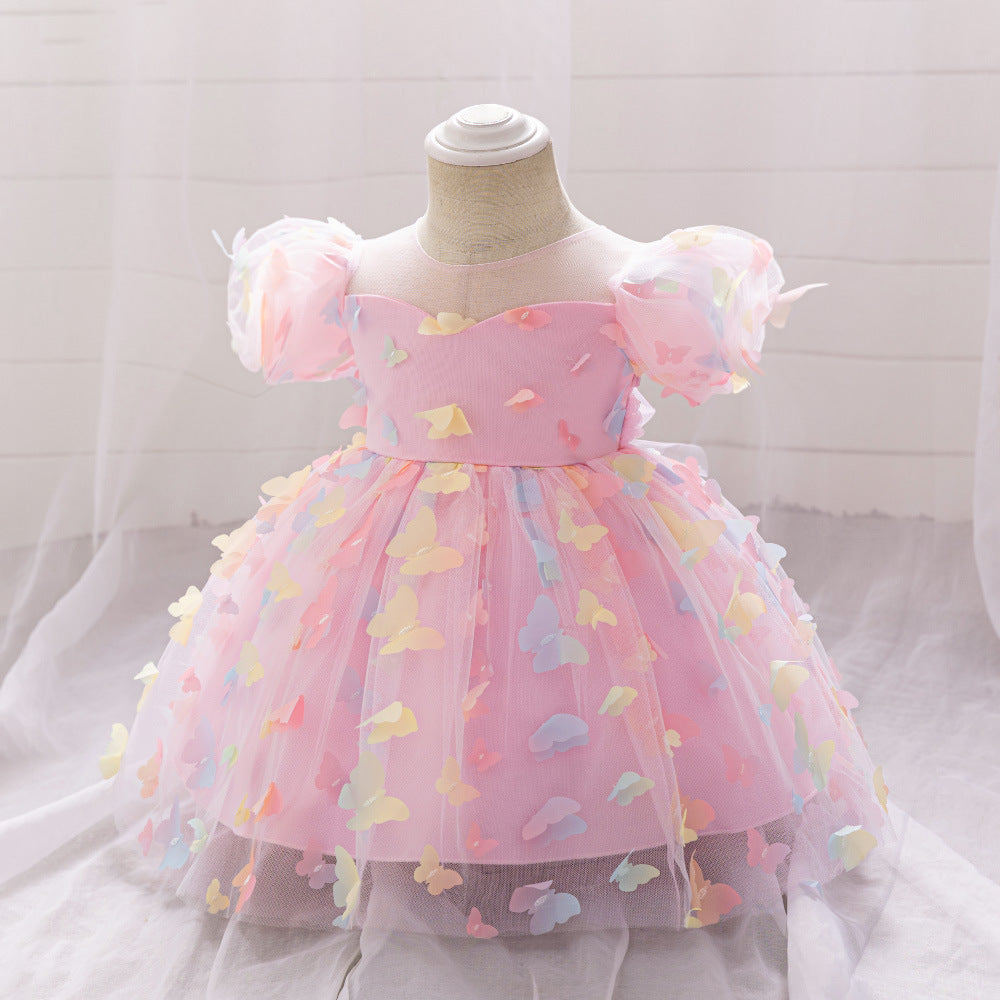Vestido de Tul con Mariposas de Colores