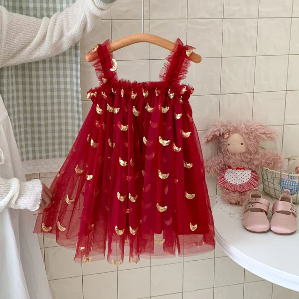 Vestido Infantil de Tul de Estrellas