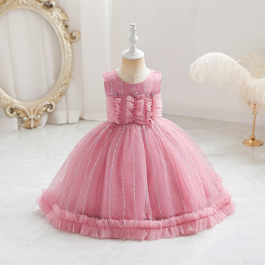 Vestido de Fiesta Infantil Tul Brillante Flores