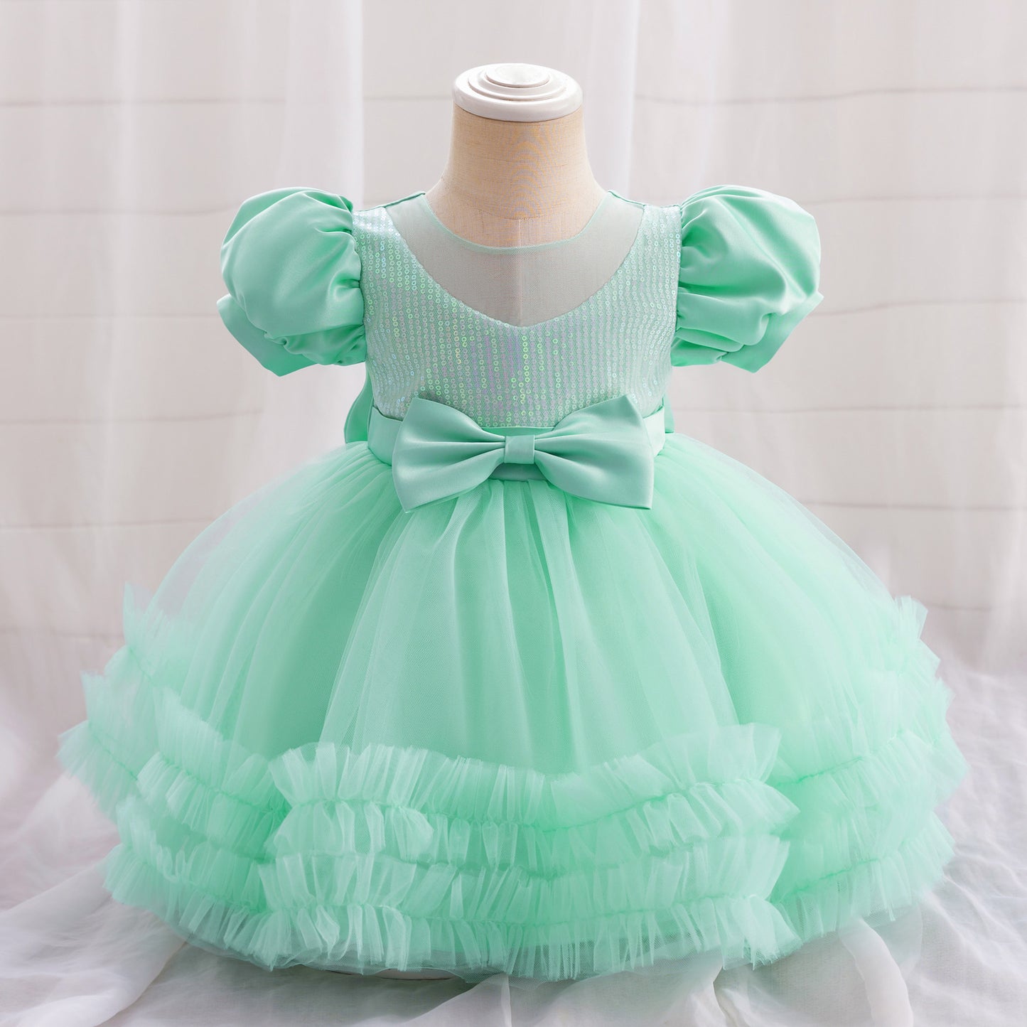 Vestido de Fiesta Infantil Lentejuelas Lazo