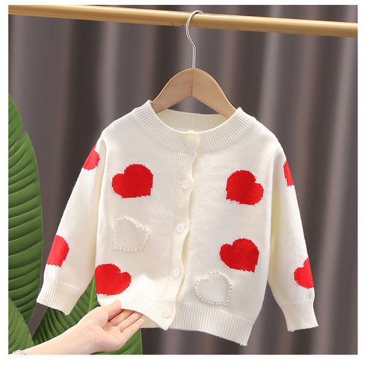 Abrigo Infantil de Punto con Corazones