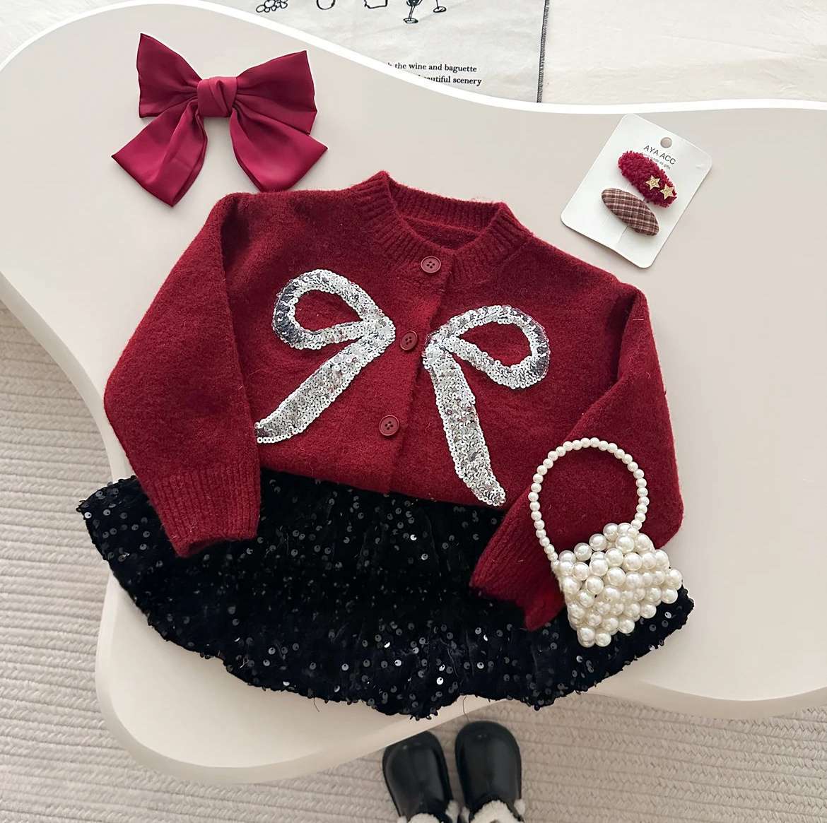 Conjunto de Niña con Lazo y Purpurina