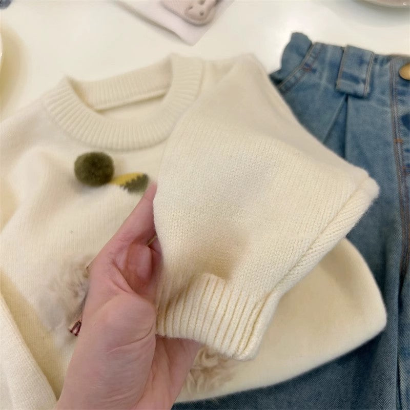 Blusa Infantil de Invierno con Perro en Gorro