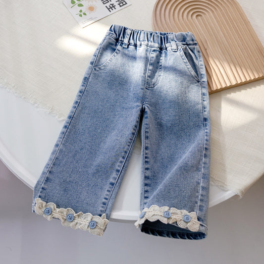 Pantalón Infantil Encaje Botones Pequeños