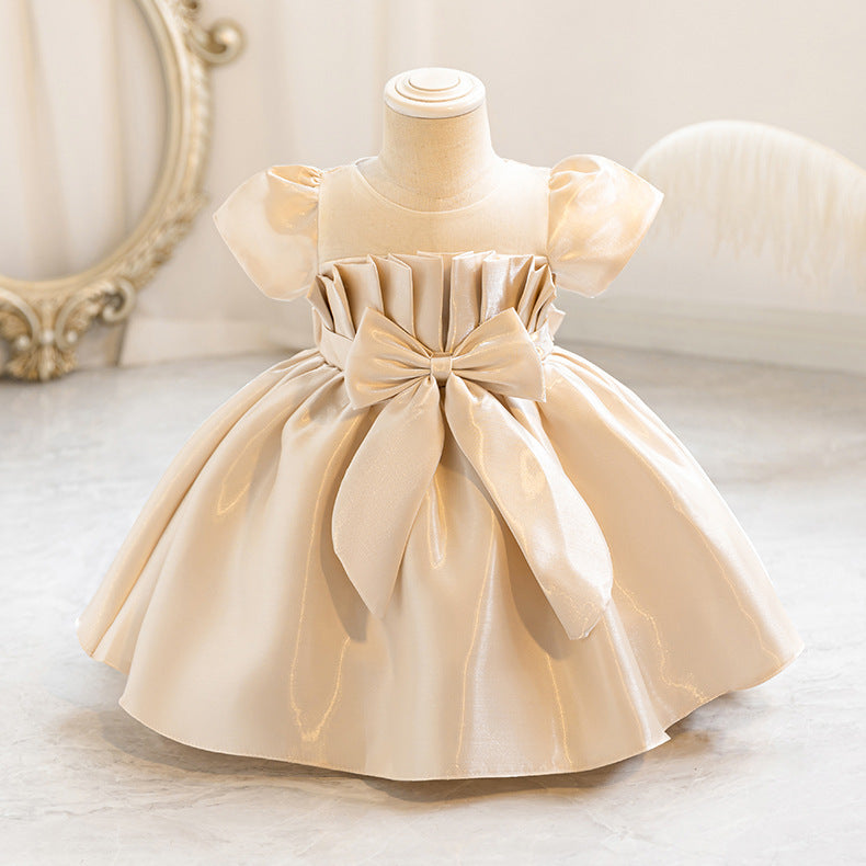 Vestido de fiesta infantil con lazo